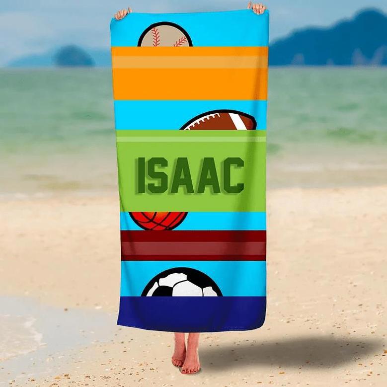 Custom Sports Design Personalized Beach Towels Adults Kids Unique Gift