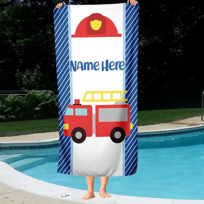 Cute Fire Truck Personalized Kids Lovely Summer Beach Towels Fun