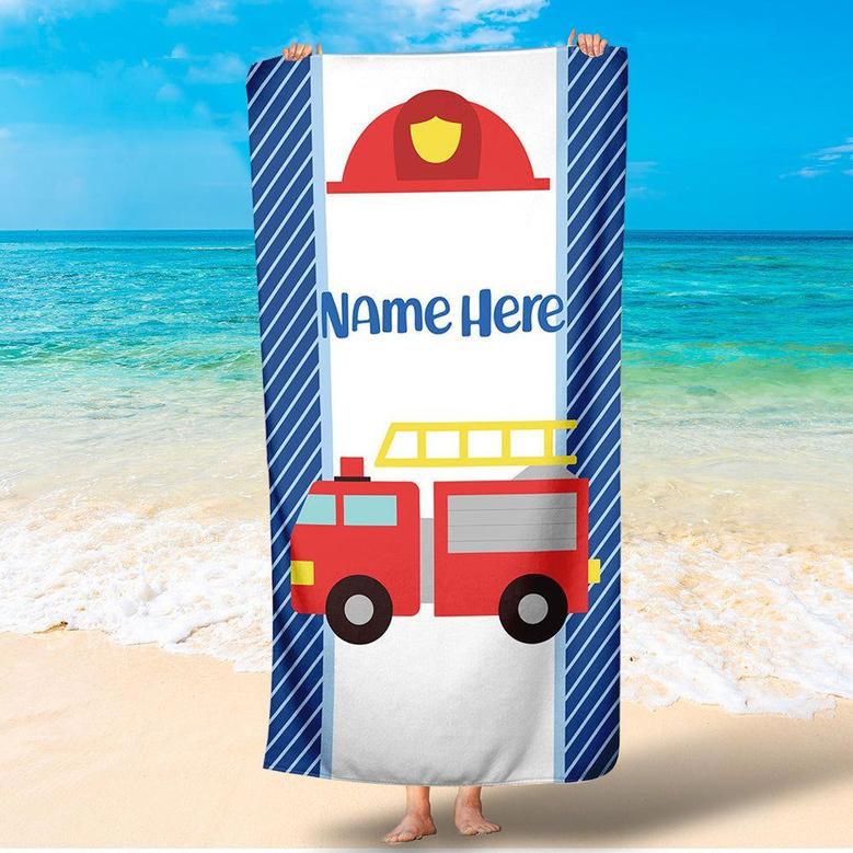 Cute Fire Truck Personalized Kids Lovely Summer Beach Towels Fun