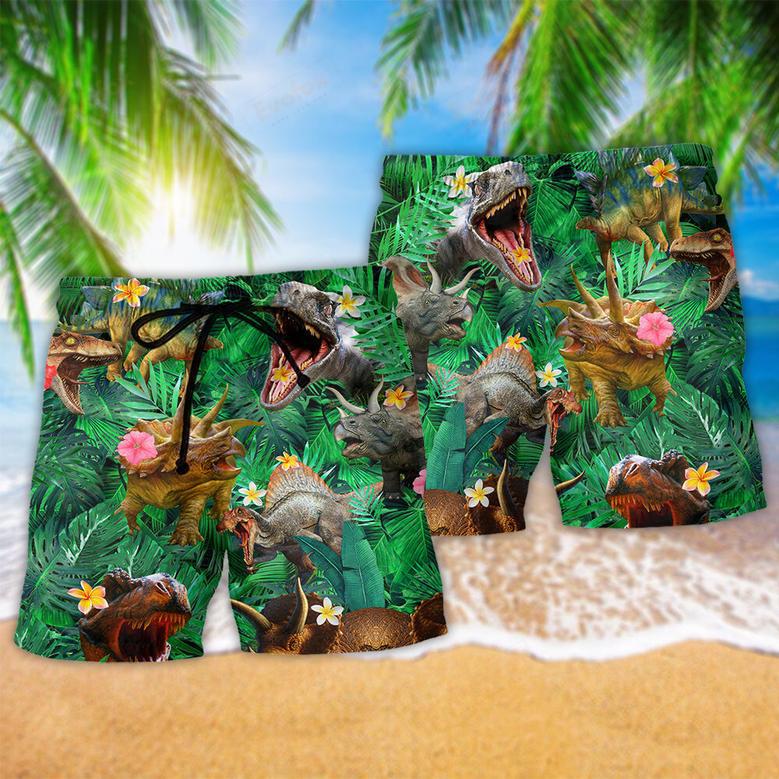 Dinosaur Aloha Colorful Style Beach Short