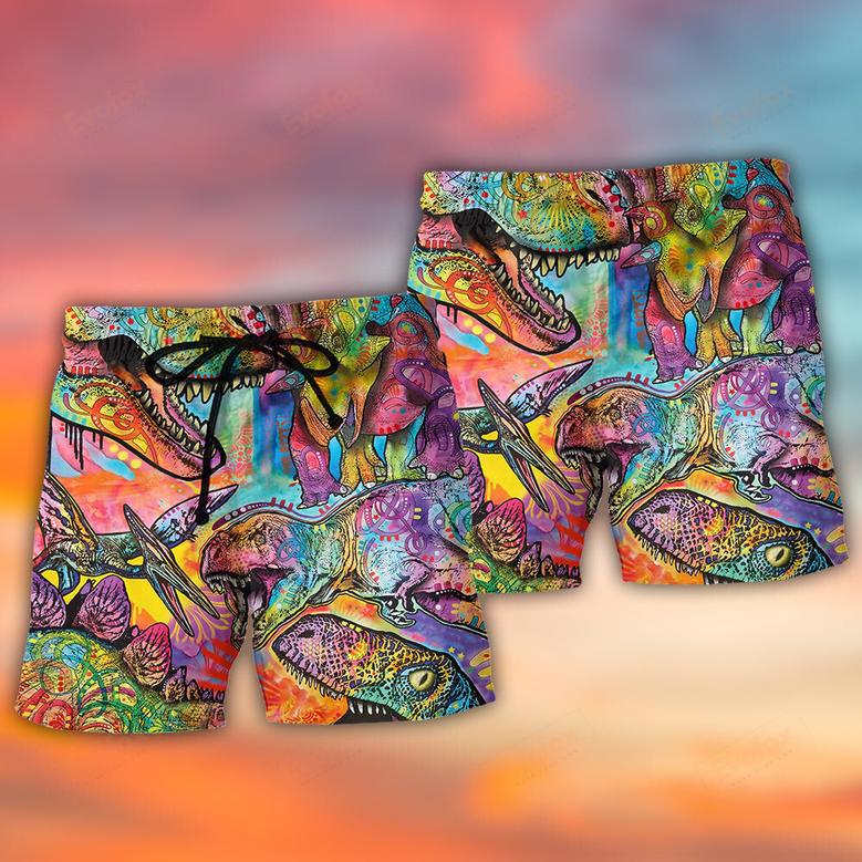 Dinosaur Colorful Art Style Beach Short