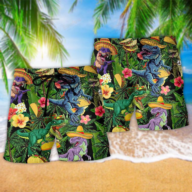 Dinosaur Taco T-rex Light Colors Beach Short