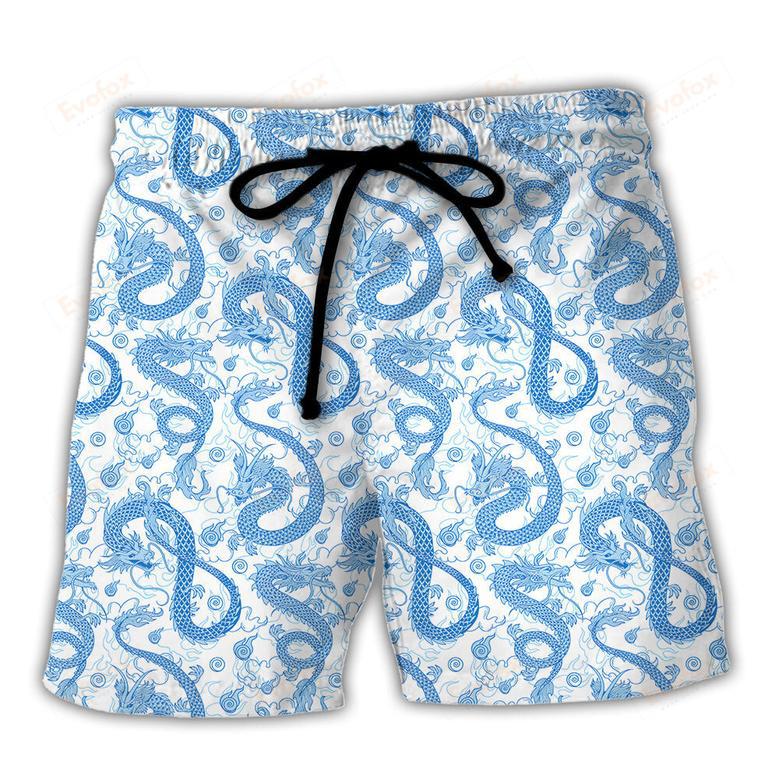 DnD Blue Dragon And White Beach Short