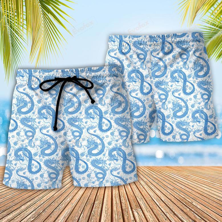 DnD Blue Dragon And White Beach Short