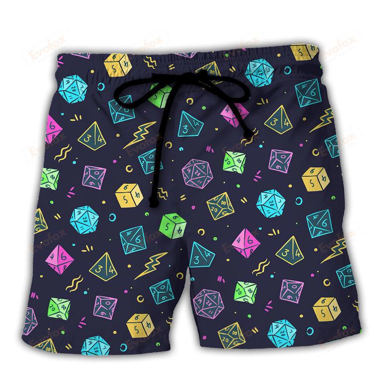 DnD Dice Colorful Style Beach Short