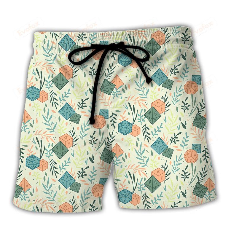 DnD Dice Plants Pattern Beach Short