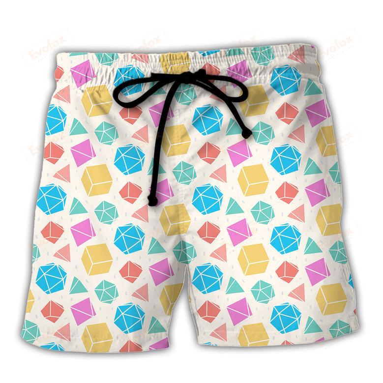 DnD Dice Polygonal Pattern Beach Short