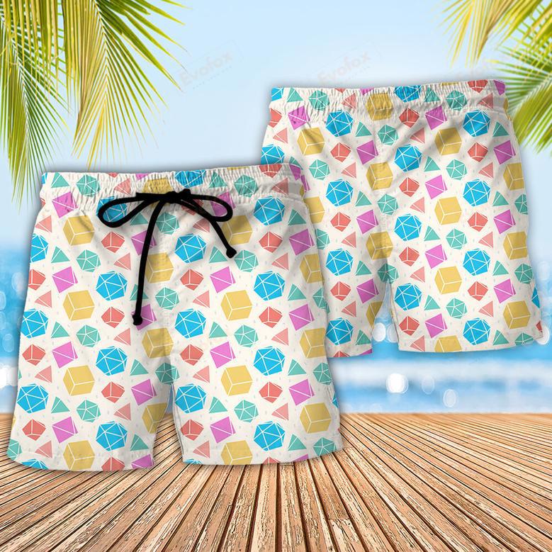 DnD Dice Polygonal Pattern Beach Short