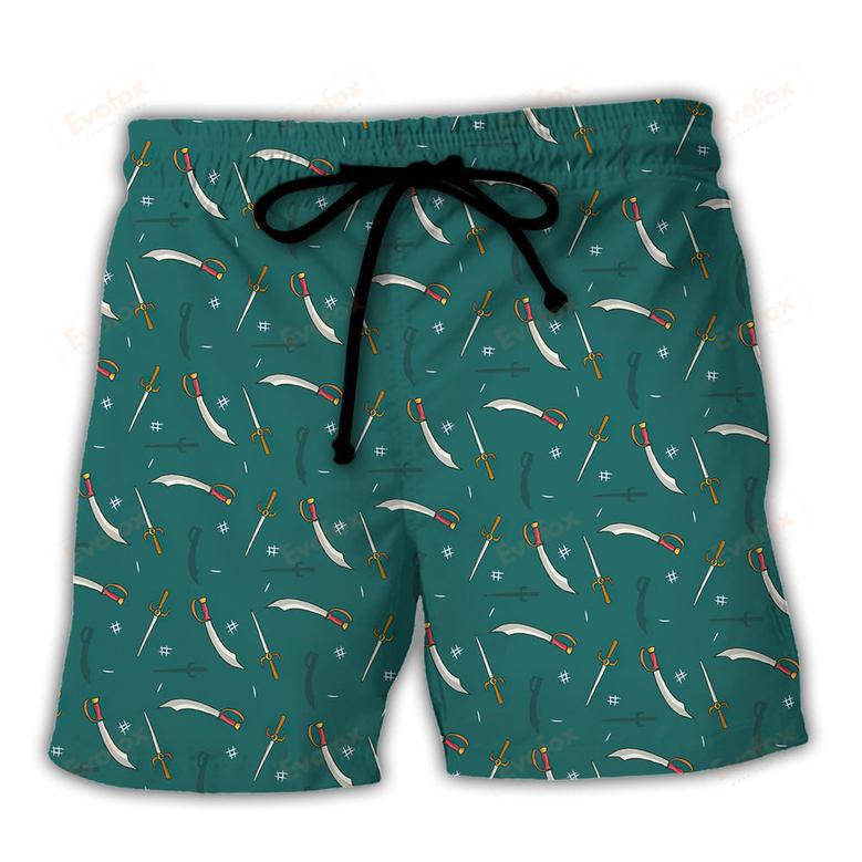 DnD Masters Of Swords Pattern Beach Short