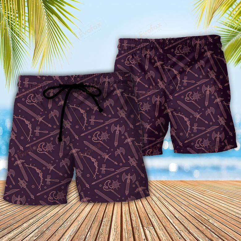 DnD Medieval Weapons Pattern Beach Short