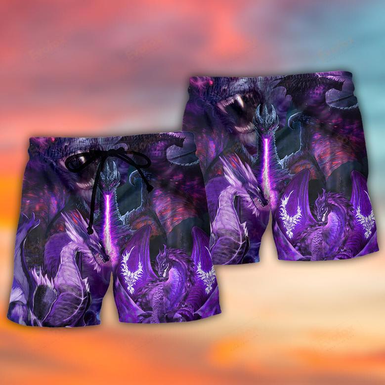 Dragon Dark Purple Lightning Art Style Beach Short