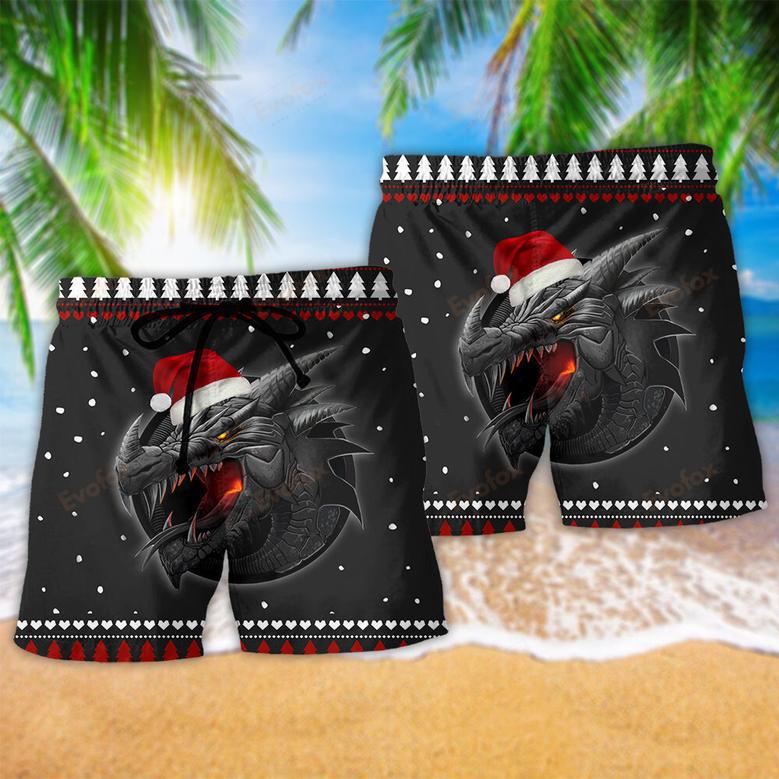 Dragon Merry Christmas Night Beach Short