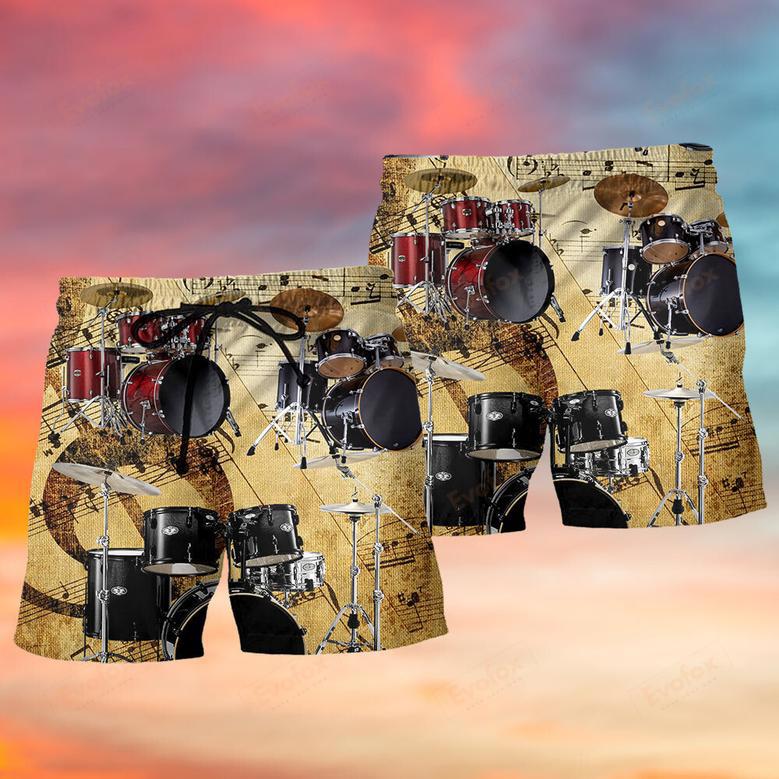 Drum Music Note Vintage Style Beach Short