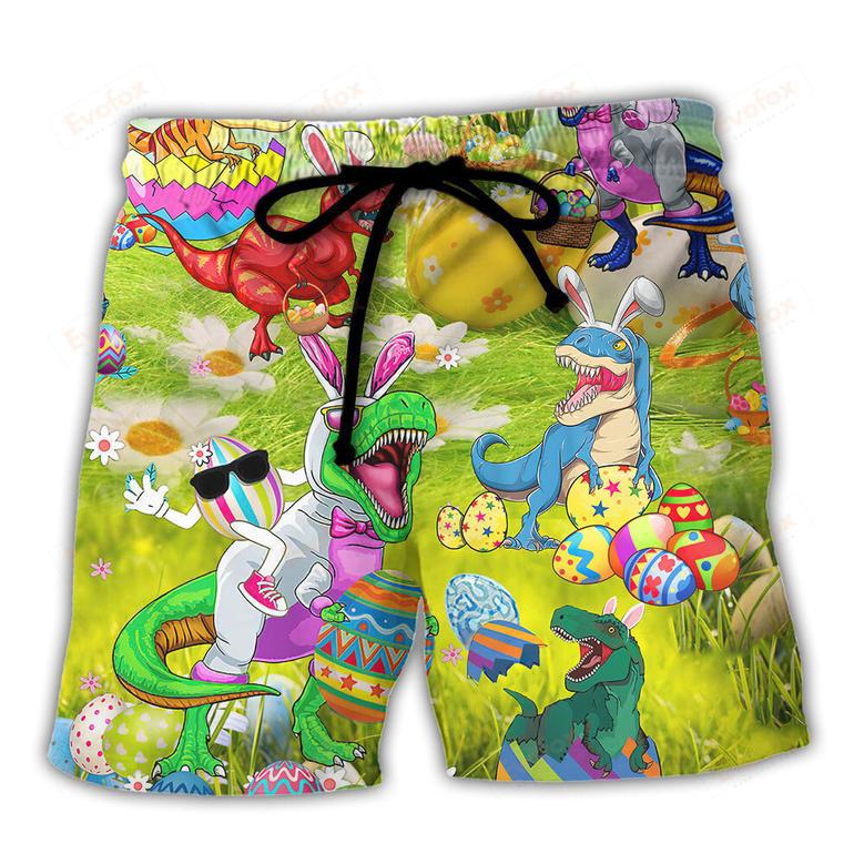 Easter Dinosaurs T-Rexes Wanna Joint Eggs Beach Short