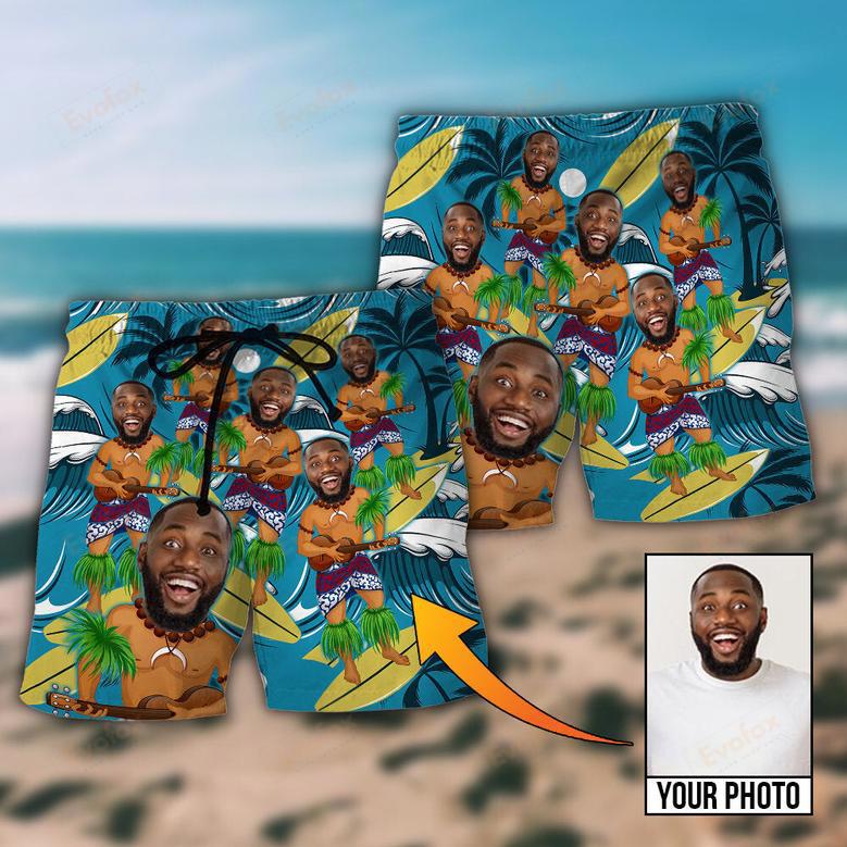 Face Aloha Surf Trip Custom Photo Beach Short