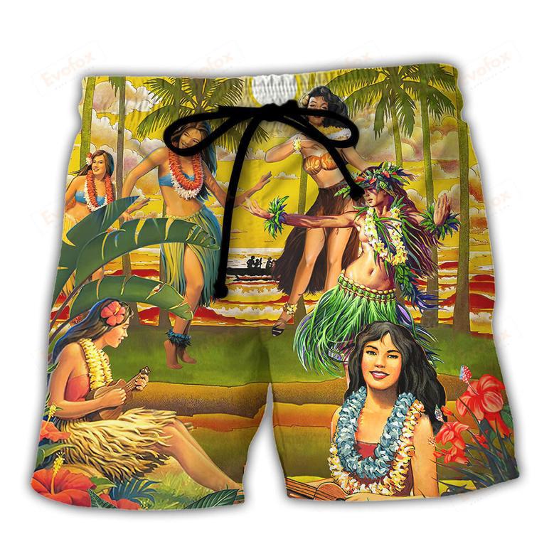 Festival Aloha Aku No Aloha Mai No Summer Hawaii Hula Girl Beach Short