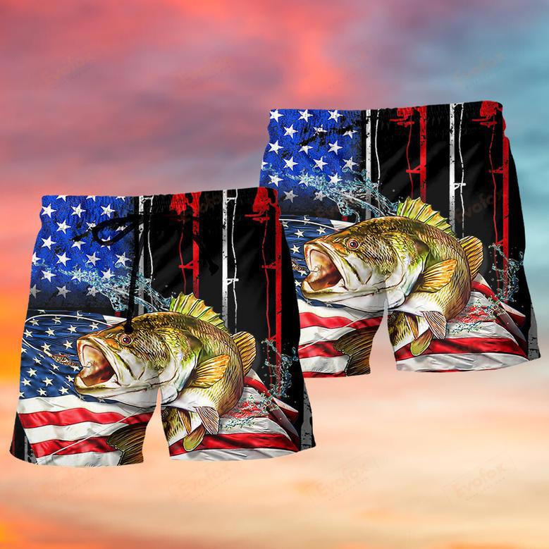 Fishing Amazing US Flag Style Beach Short