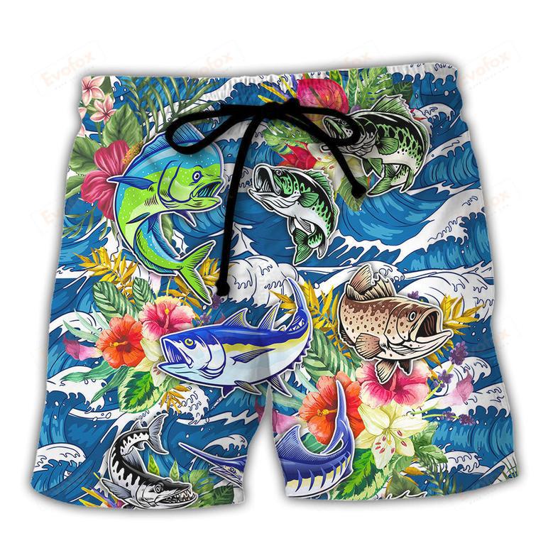 Fishing Hunting Born To Fish Tropical Vibe Beach Short