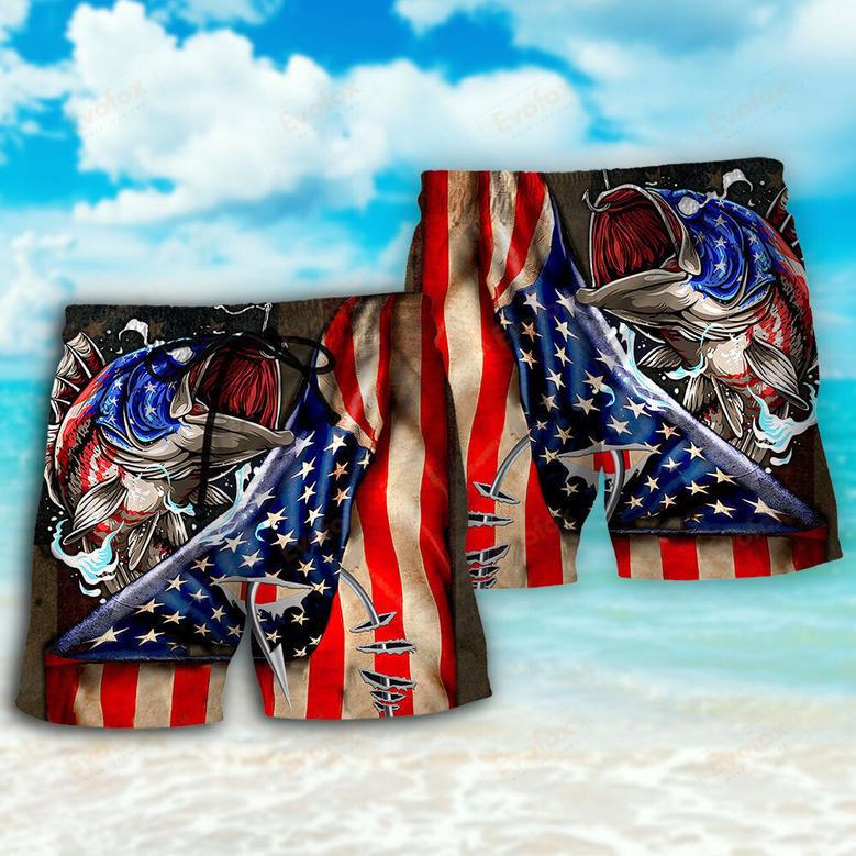 Fishing US Flag Cool Beach Short