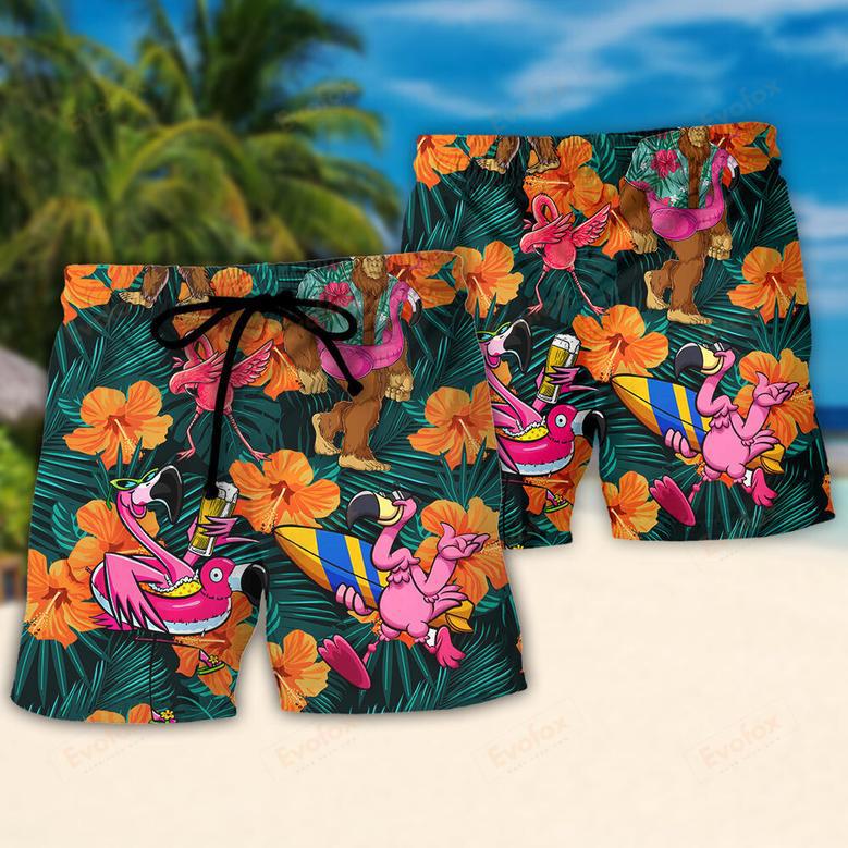 Flamingo Bigfoot Life Is Better At The Beach Tropical Style Beach Short