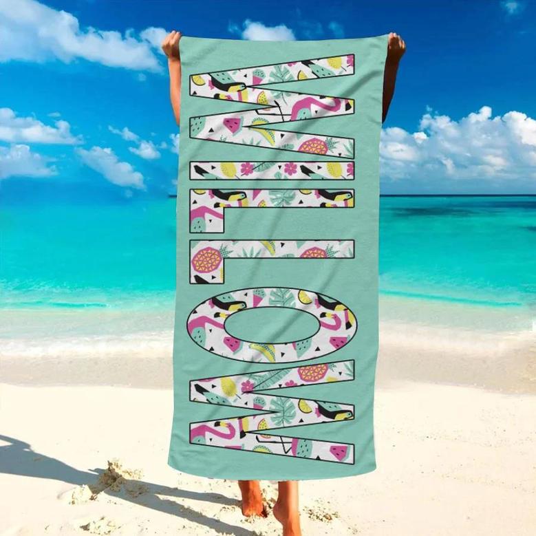 Flamingo Pattern Personalized Kids Beach Towels Girls Boys Unique