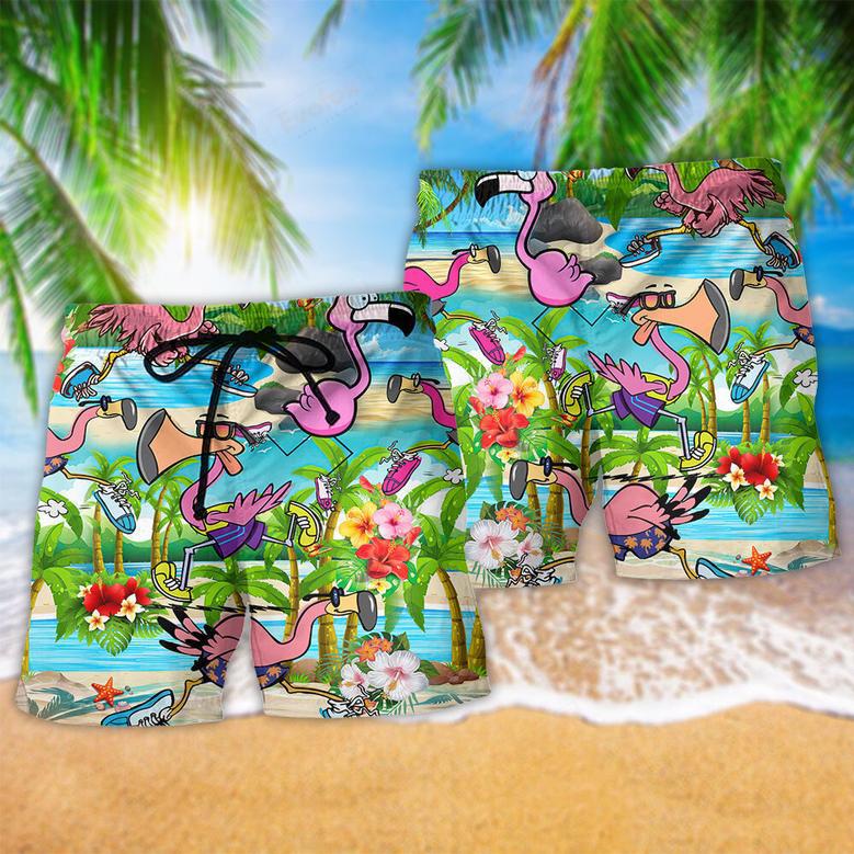 Flamingo The Running Flamingoes So Beautiful Beach Short