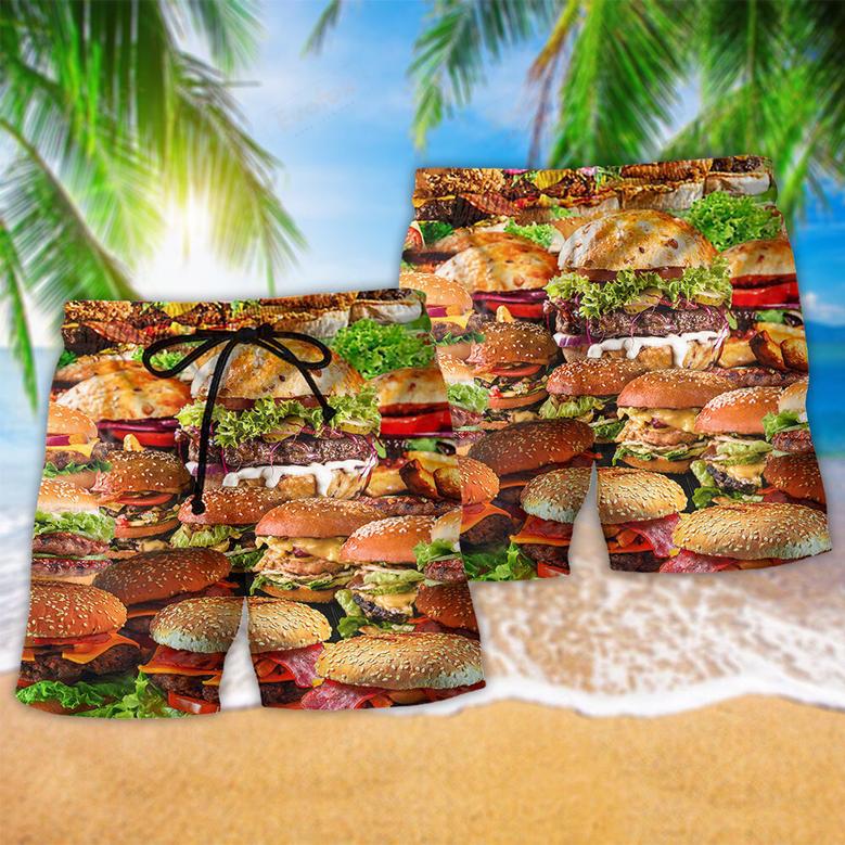 Food Is Good Mood Delicious Hamburger So Fun Beach Short