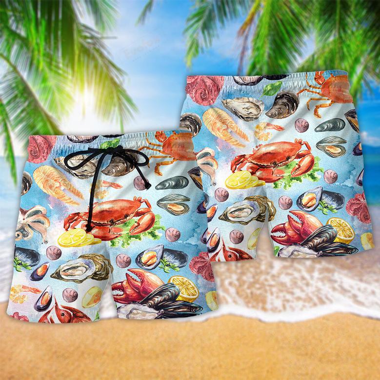 Food seafood basic colorful Beach Short