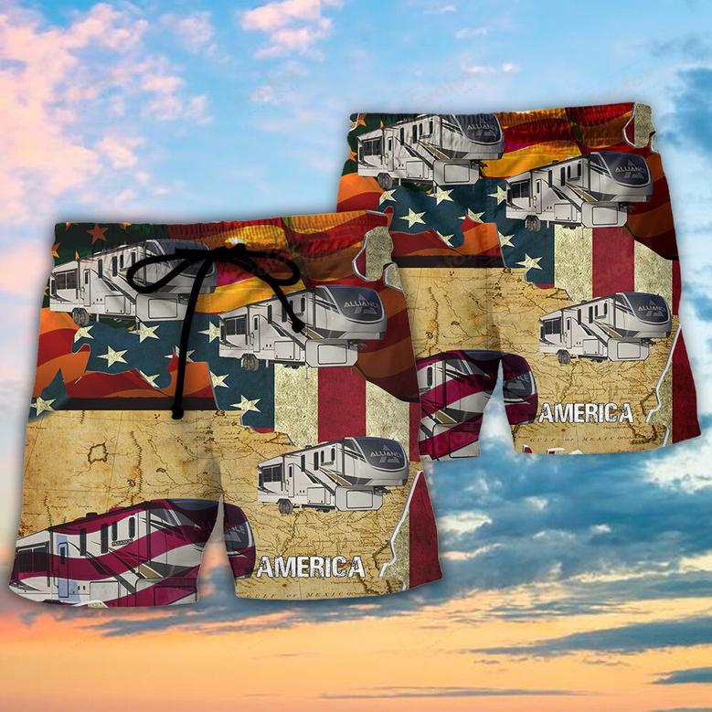 French Bulldog America Sunset Custom Beach Short