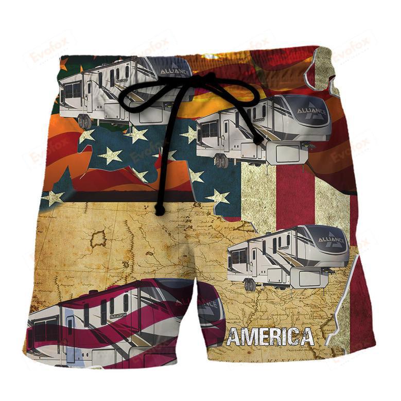 French Bulldog America Sunset Custom Beach Short