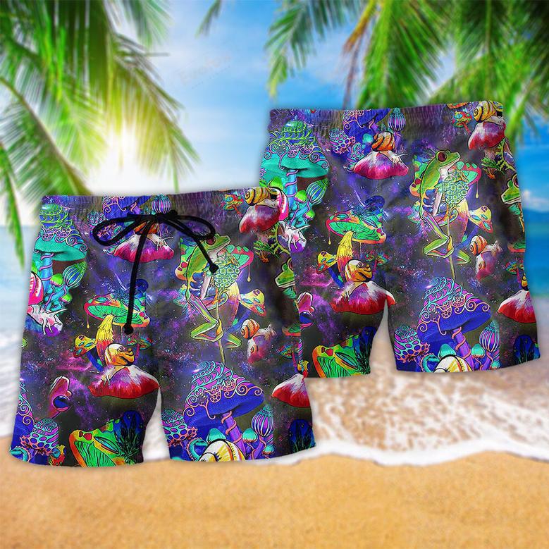 Frog Colorful Galaxy Mushroom Funny Beach Short