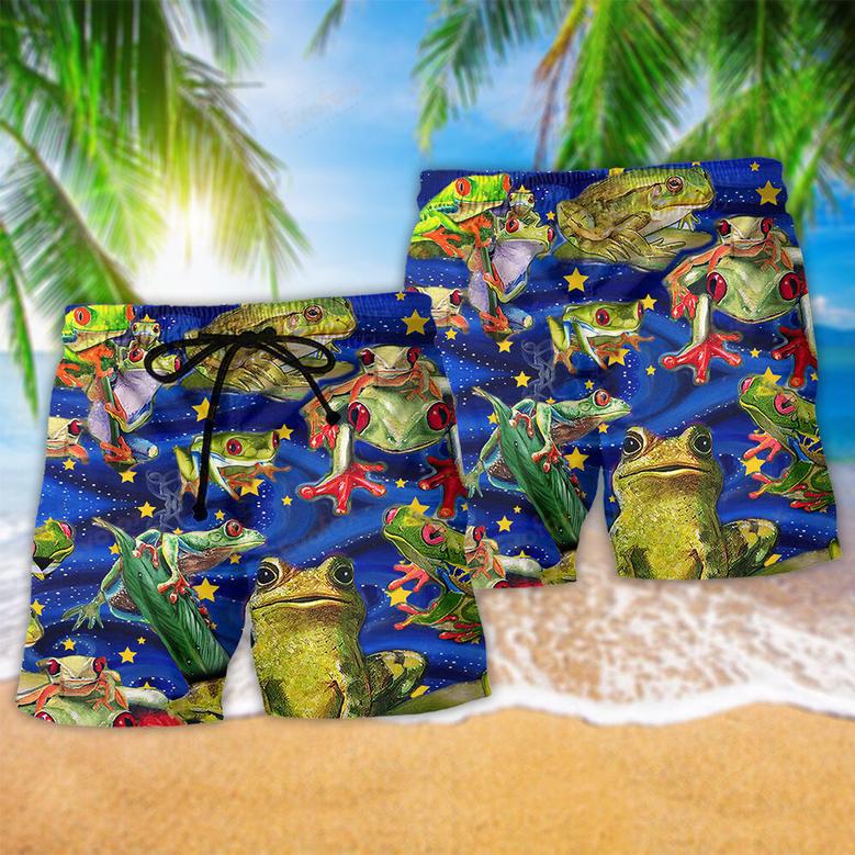 Frog Lover Merry Christmas Dark Blue Beach Short