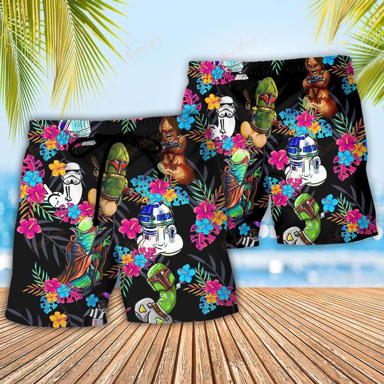 Funny Tropical Neon Colorful Style Beach Short