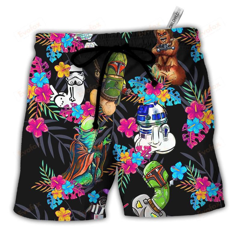 Funny Tropical Neon Colorful Style Beach Short