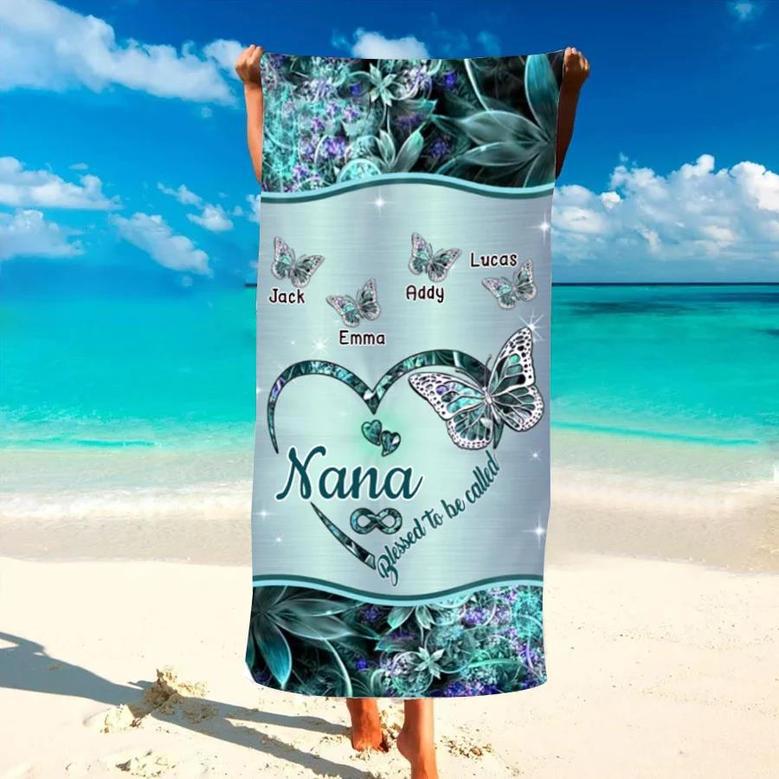 Galaxy Heart Butterfly Grandma Personalized Beach Towels Unique Gift