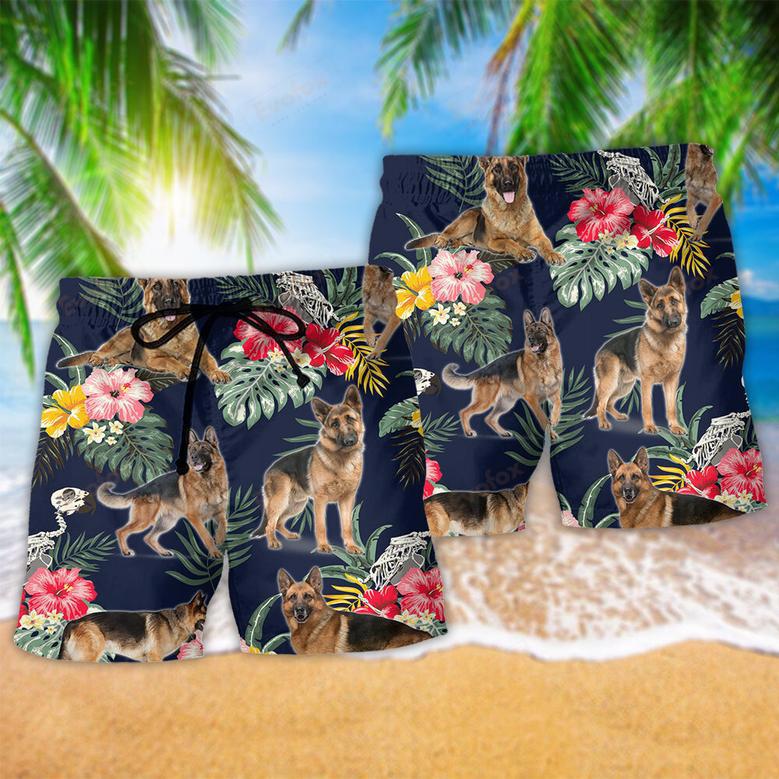 German Shepherd Tropical Floral Dog Lover Cool Style Beach Short