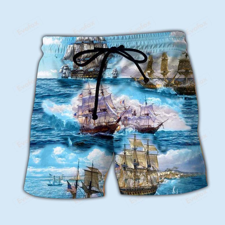 Go To The Sea Sail Blue Sky Beach Short