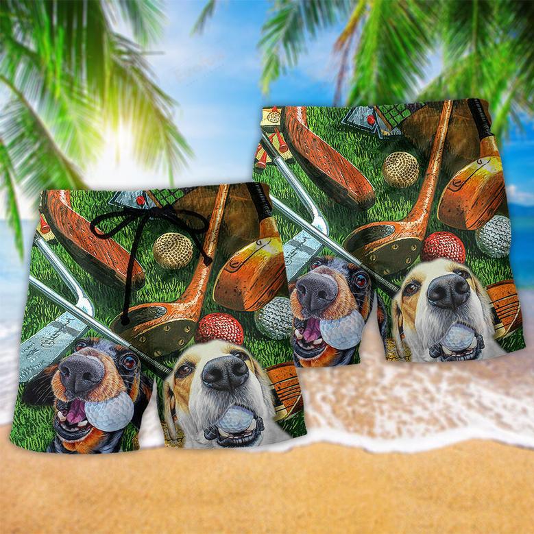 Golf Style Funny Dog Colorful Beach Short