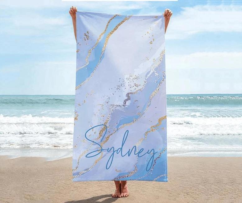 Gradient Glitter Name Personalized Beach Towels Birthday Unique Design