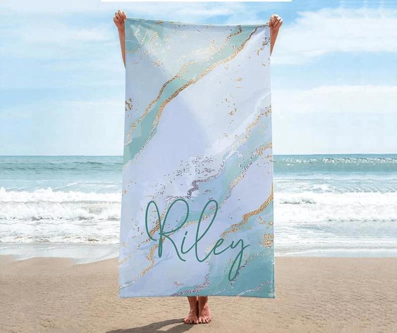 Gradient Glitter Name Personalized Beach Towels Birthday Unique Design