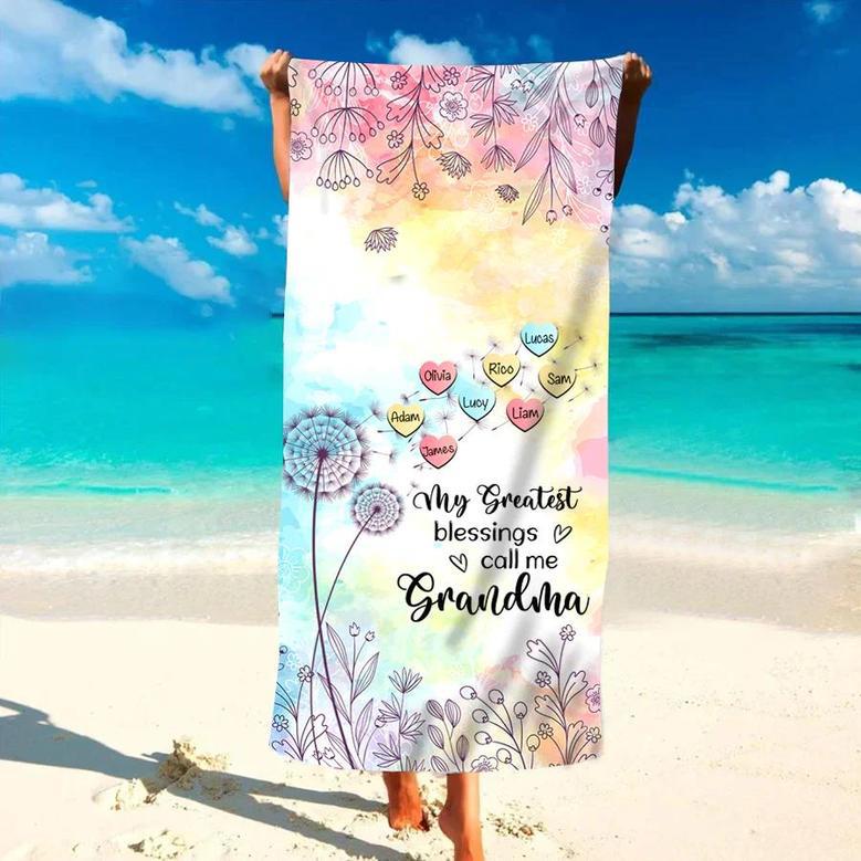 Grandma Grandkids Personalized Beach Towels Ultimate Summer Mom Gift