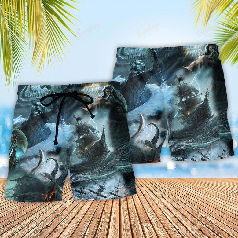 Greek Mythology Amazing Poisedon Blue Beach Short