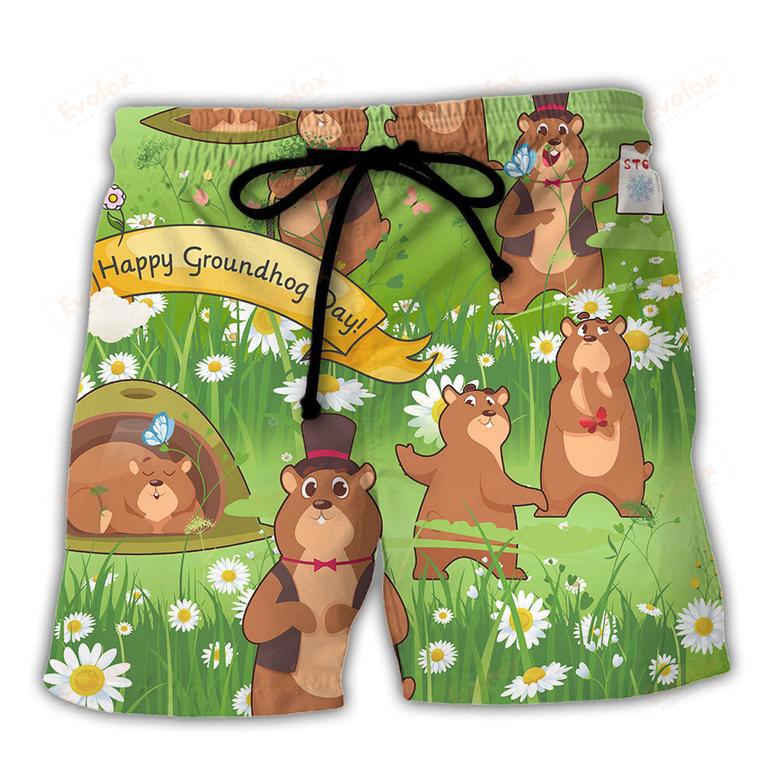 Groundhog Day Grass Lover Flowers Beach Short