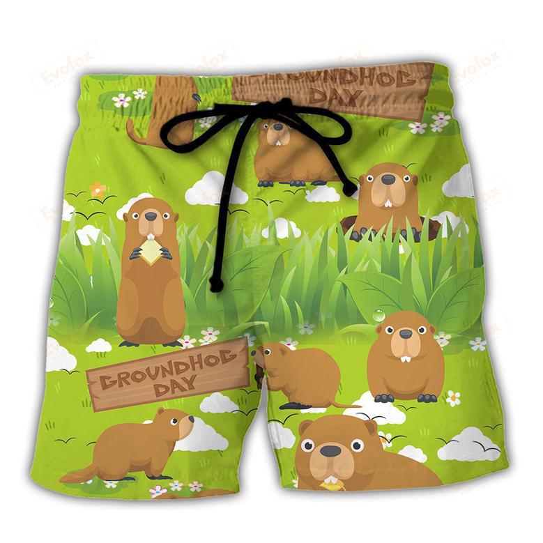 Groundhog Happy Day Lover With Grass Flowers Garden Beach Short