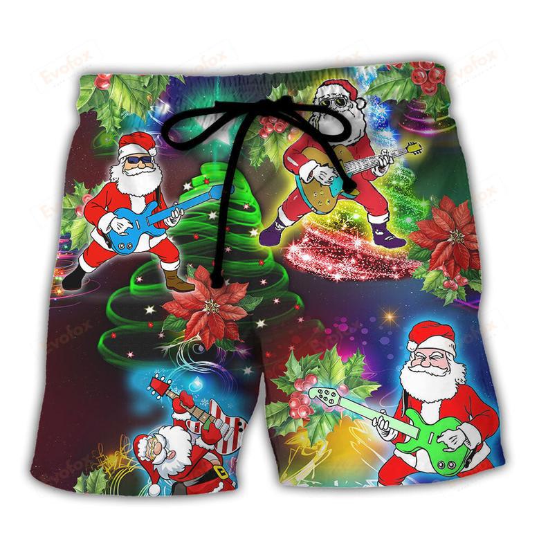 Guitar Music Santa So High Christmas Beach Short