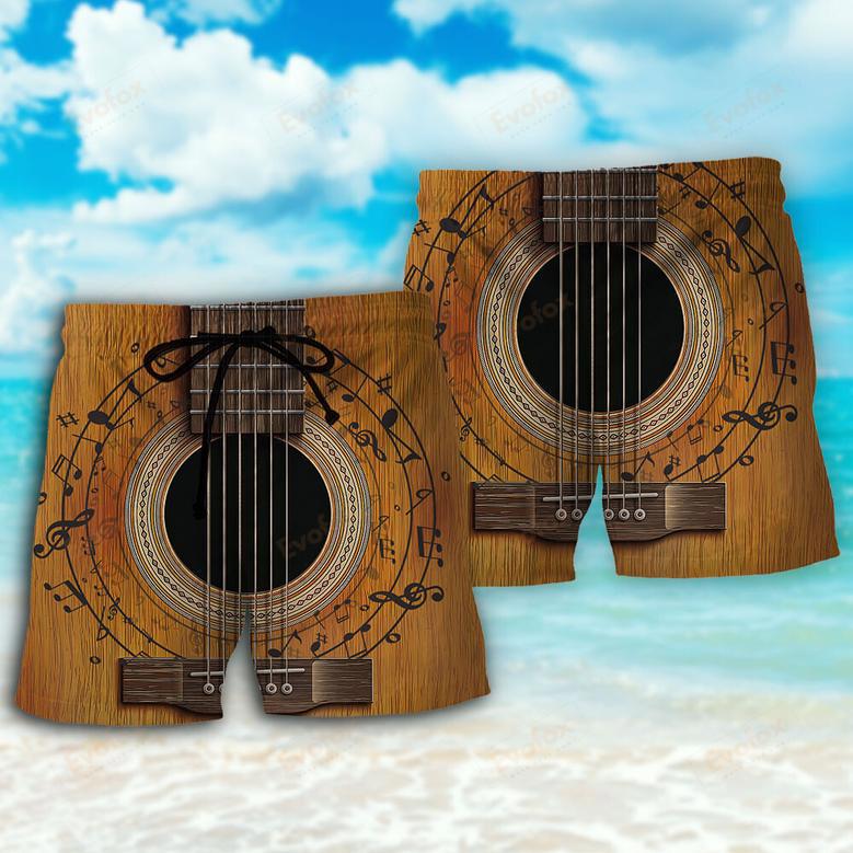 Guitar Old Retro Music Lover Beach Short