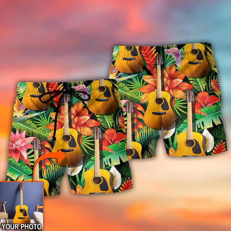 Guitar Various Style Tropical Custom Photo Beach Short