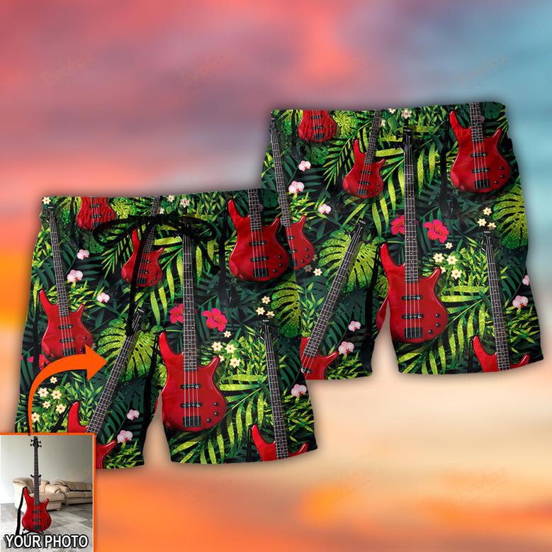 Guitar Various Style Tropical Custom Photo Beach Short