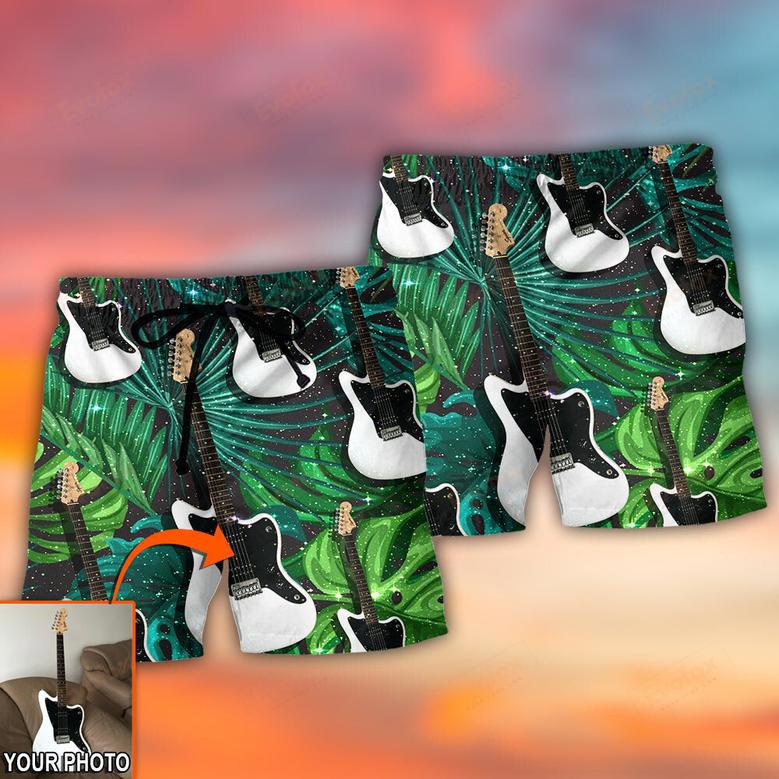 Guitar Various Style Tropical Custom Photo Beach Short