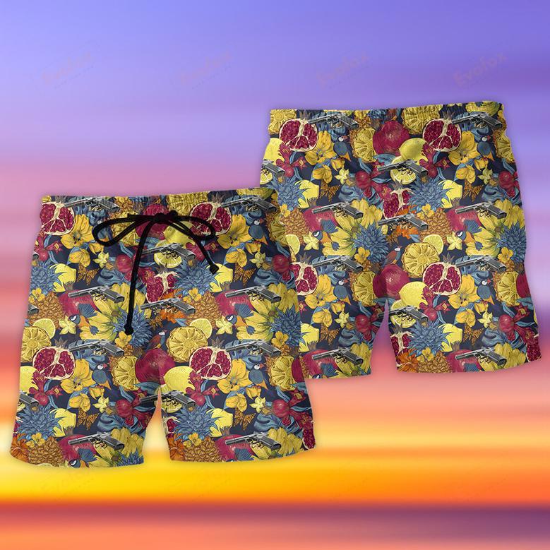 Gun In Death Skull Hand Tropical Beach Short